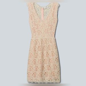 Babaton Aritzia Anton‎ Cream Pink Eyelash Lace Cocktail Dress